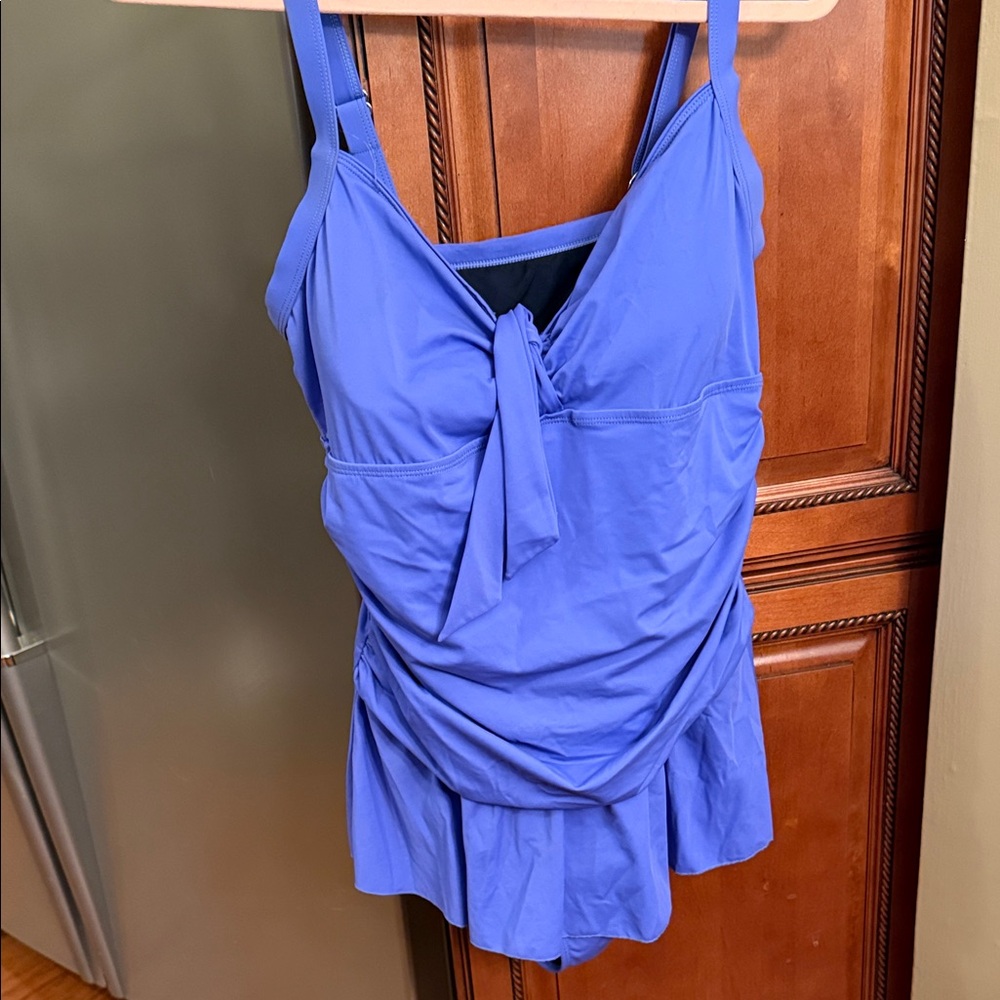 Vibrant Blue Tankini with Tie Front
